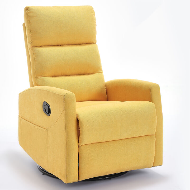 Manual Recliner Chair with Rocker and Swivel in Fabric for Living Room