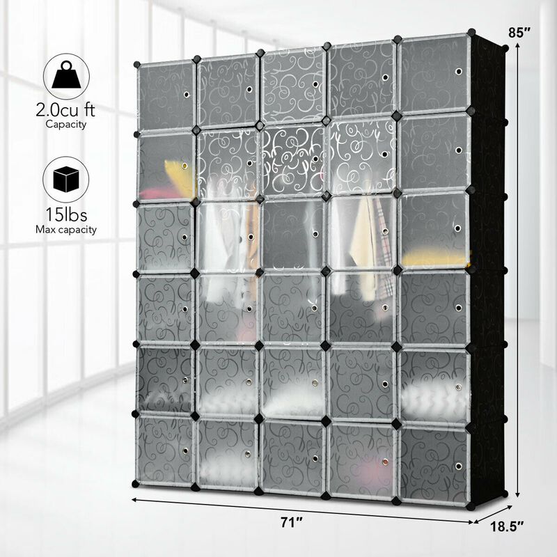 DIY 30 Cube Portable Closet Clothes Wardrobe Cabinet