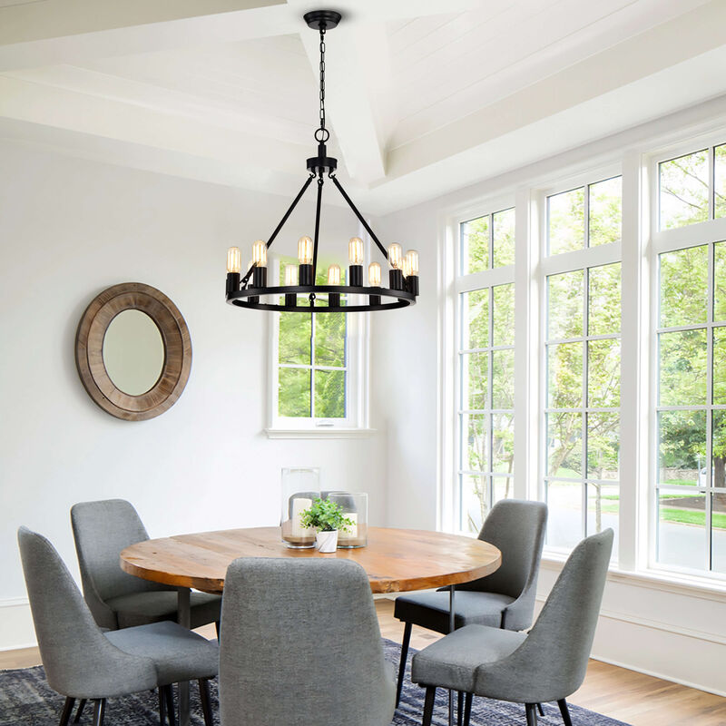 Ester Black 12-light Metal Round Chandelier image number 3