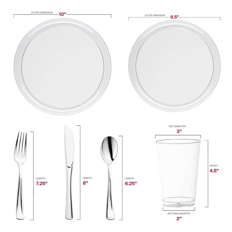 Clear Flat Round Plastic Wedding Value Set (30 Sets) image number 2