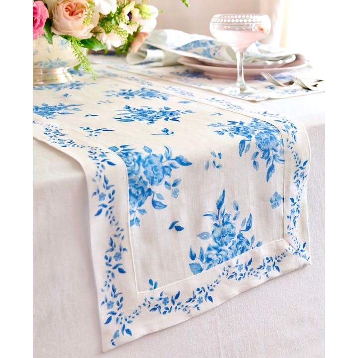 Solino Home 100% Pure Linen Table Runner - Jolie Fleur