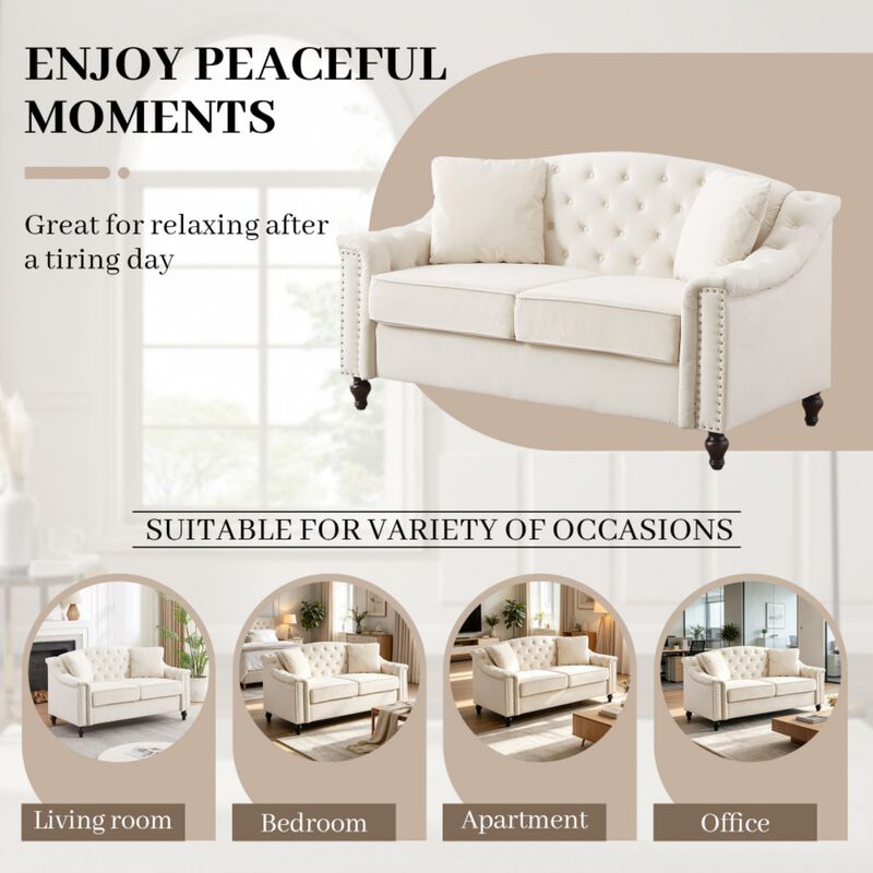 Frak 58.5" Velvet Chesterfield Loveseat image number 4