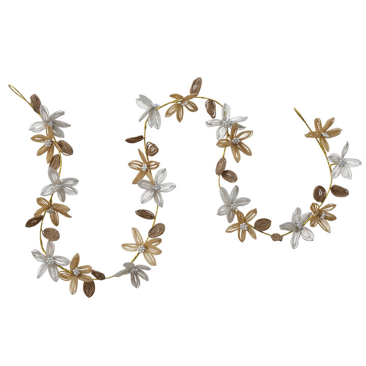 Handblown Glass Blooms Garland with Iron Wire, Multicolor