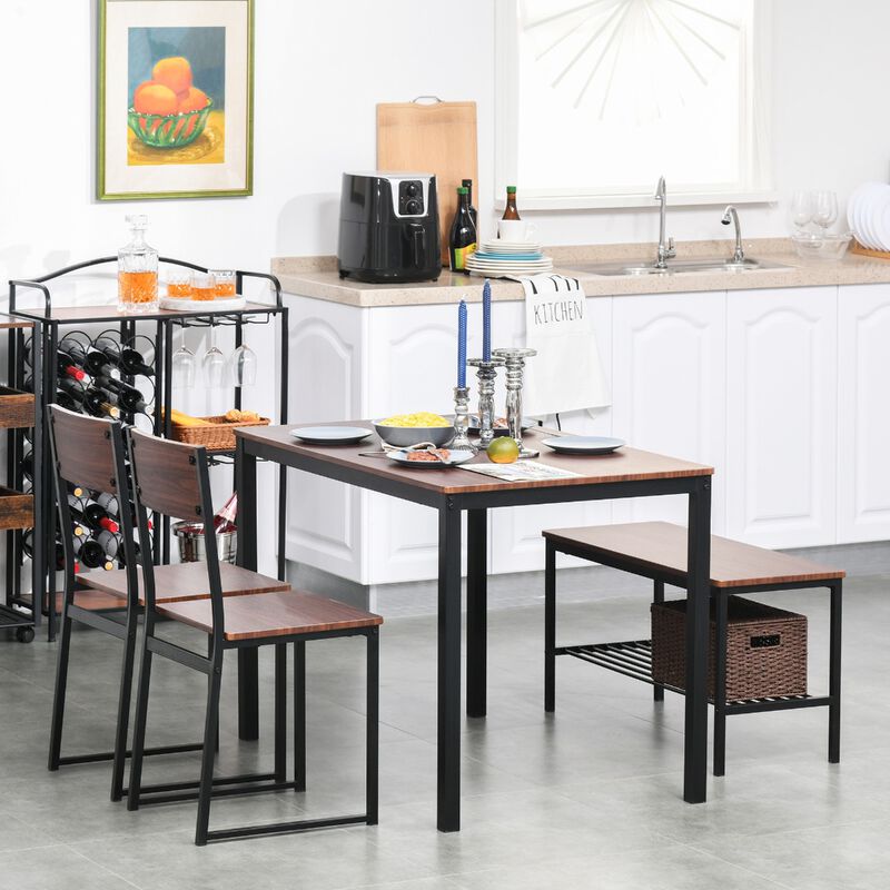 Hivvago Industrial Dining Table Set with Bench for Kitchen image number 7