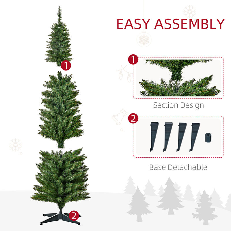 BreeBe 6' Pre-Lit Slim Noble Fir Artificial Christmas Tree with 200 LED Lights image number 6