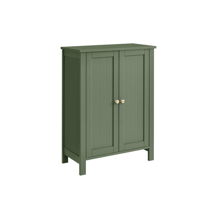 Bathroom Floor Storage Cabinet with Double Door Adjustable Shelf