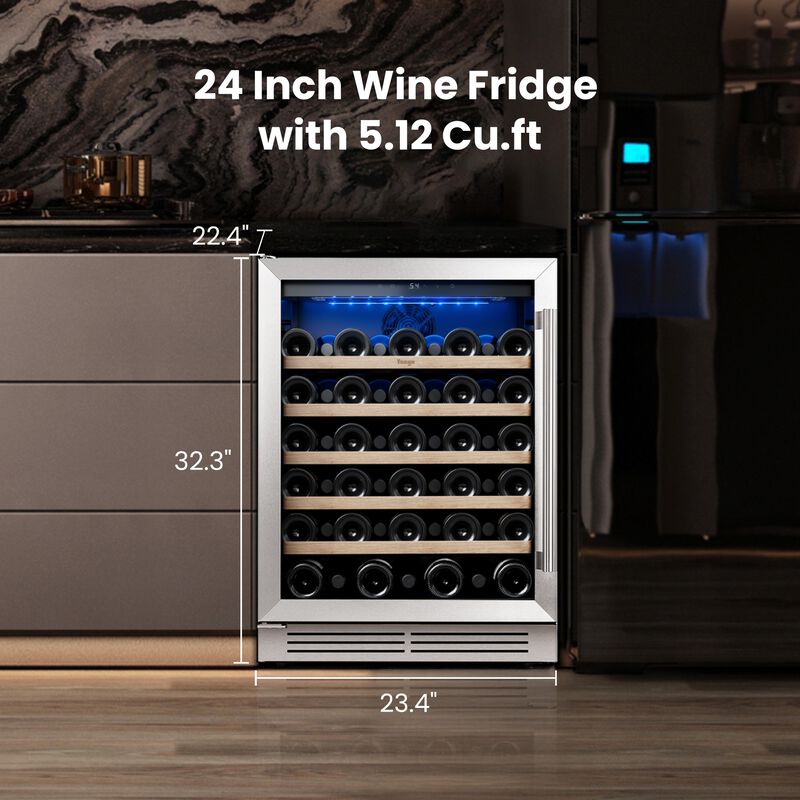 24" Wine Refrigerator Cooler, Holds 52 Bottles, Built-in or Freestanding, Perfect for Home, Kitchen or Bar image number 7