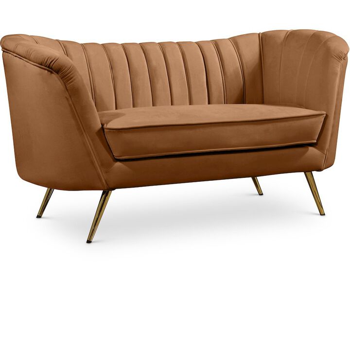 Meridian Furniture Margo Saddle Velvet Loveseat