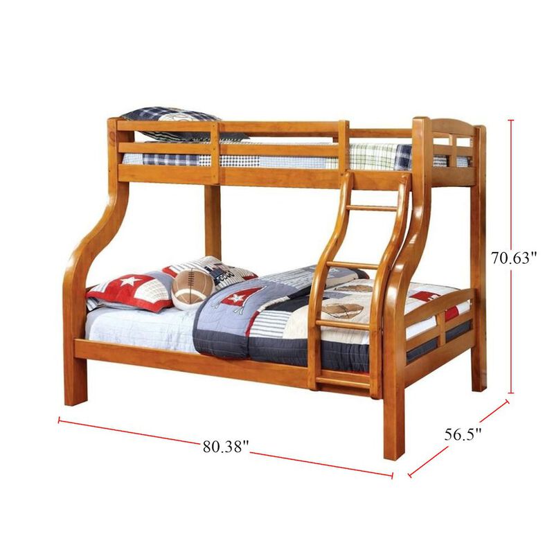 Wooden Twin Over Full Bunk Bed in Oak image number 2