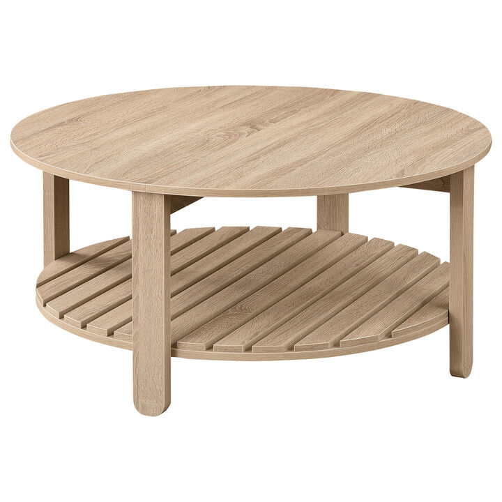 Coaster Fowler 1-shelf Round Engineered Wood Coffee Table Natural