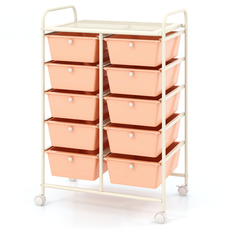 10-Drawer Rolling Storage Cart for Easy Organization and Mobility in Home, Office, or Garage