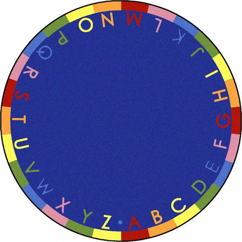 Joy Carpets Kid Essentials Rainbow Alphabet 13'2 Round Area Rug in Color Primary