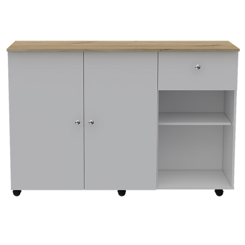 Streamdale Sayville 2-Drawer 2-Shelf Kitchen Island White And Pine image number 0
