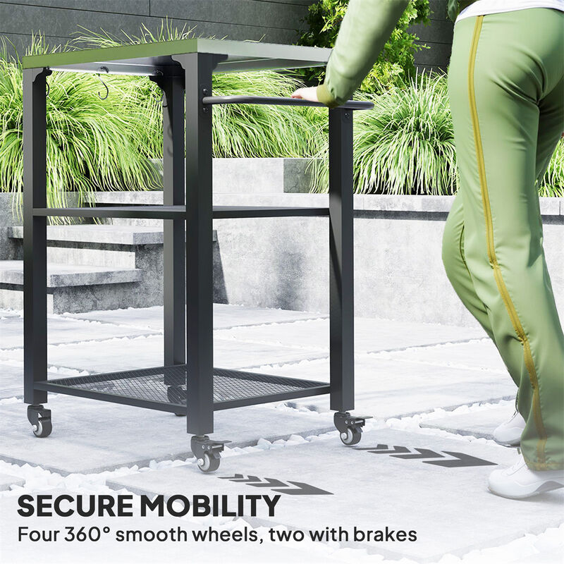 Portable BBQ Grill Cart &ndash; Heavy-Duty Outdoor Table with Wheels and Storage image number 3