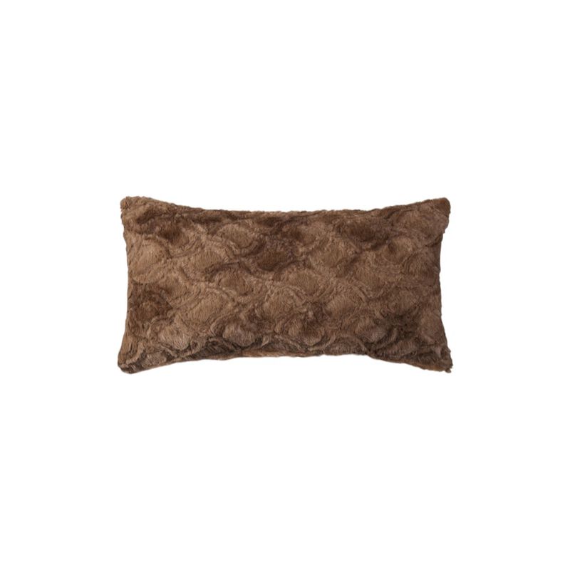HomeRoots Set of Two 12" X 20" Brown Faux Fur Lumbar Throw Pillows image number 3