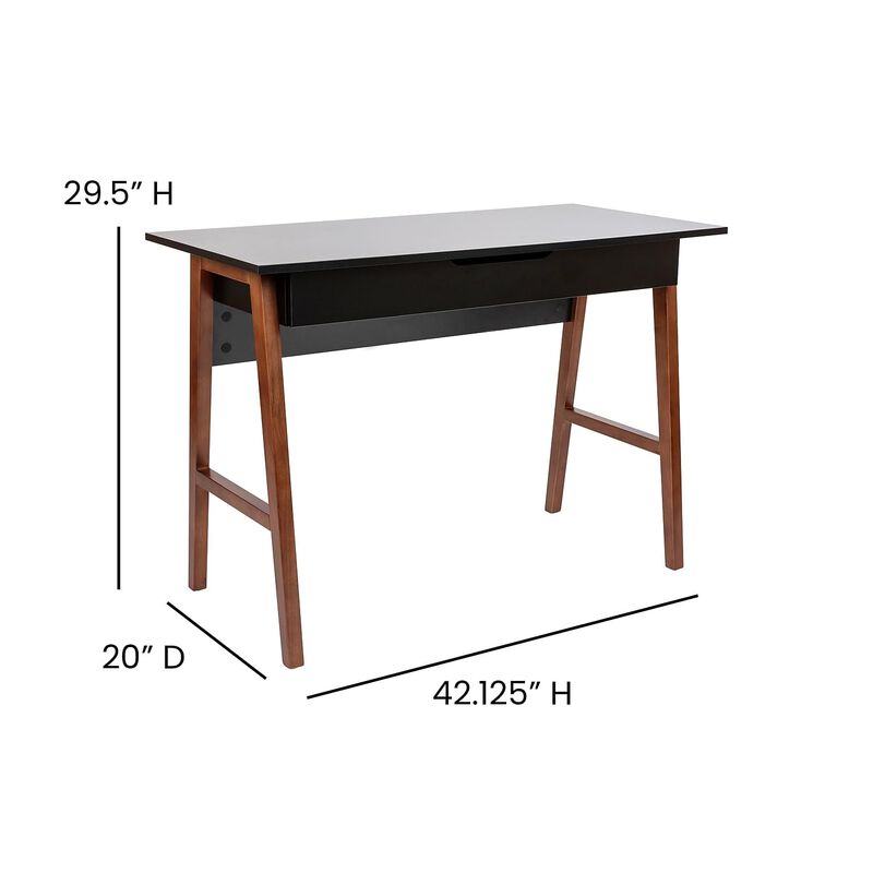 Flash Furniture Darla Computer Desk - Black Home Office Desk with Storage Drawer - 42" Long Writing Desk for Bedroom