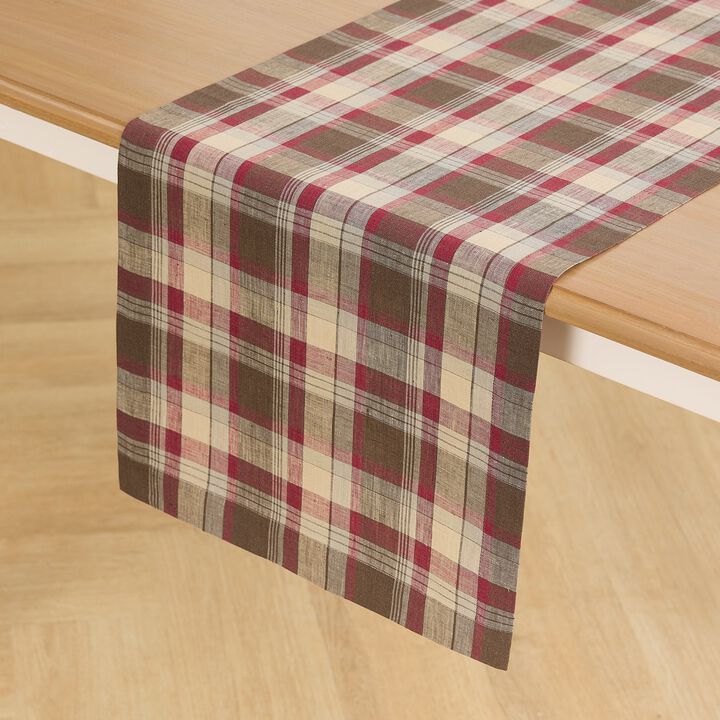 Linen Table Runner - Rustic Plaid