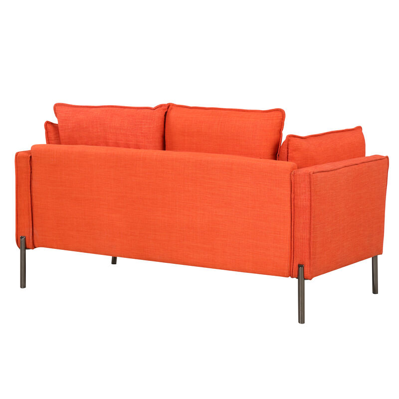 56" Modern Style Sofa Linen Fabric Loveseat Small Loveseats Couch