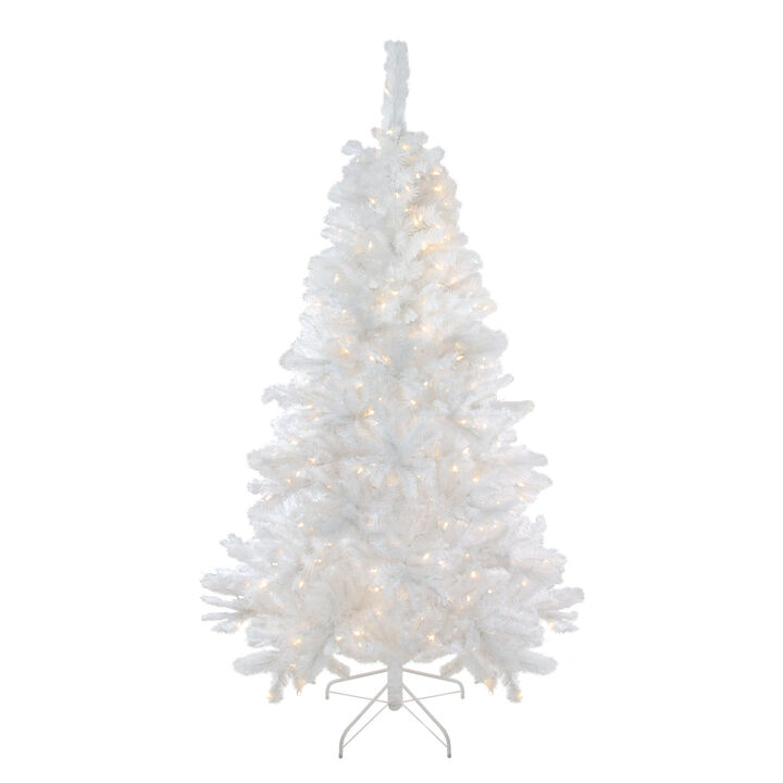 6.5' Pre-Lit White Medium Iridescent Pine Artificial Christmas Tree - Multi Function LED Lights