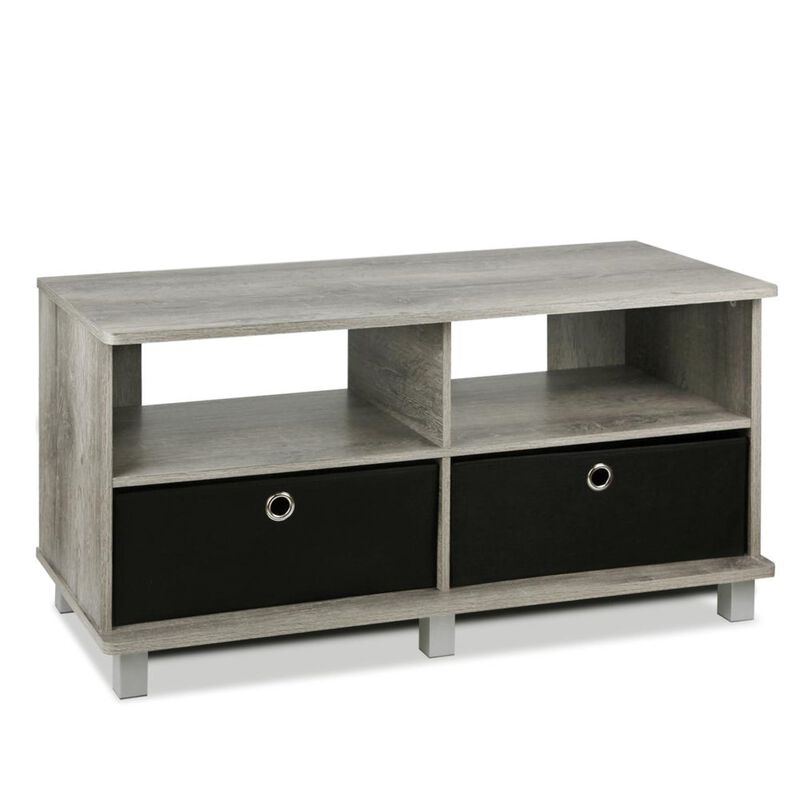 Furinno Furinno Andrey Entertainment Center with Bin Drawers, French Oak Grey/Black