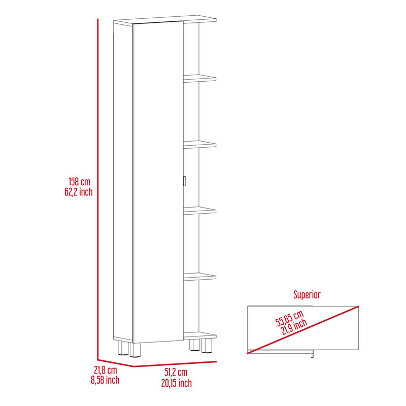 Streamdale Portland 5-Shelf Linen Cabinet With Mirror White image number 6