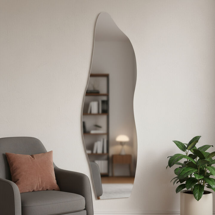 HomeRoots 64" Clear Abstract Frameless Accent Mirror
