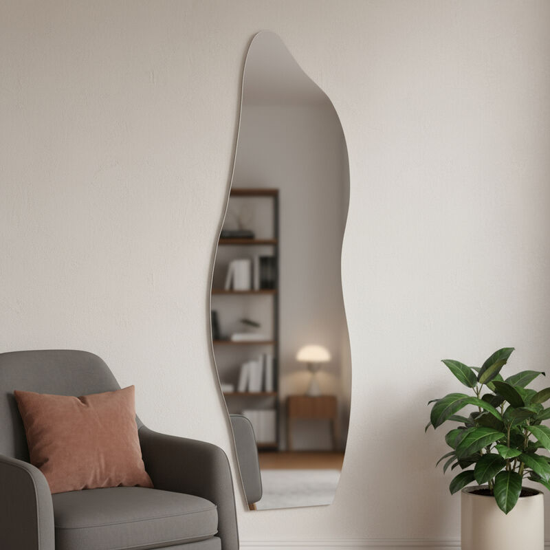 HomeRoots 64" Clear Abstract Frameless Accent Mirror image number 1