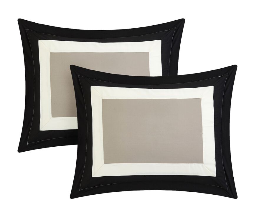 Chic Home Kavalier Color Block Geometric Pattern Design Hotel Collection Sheets 10 Pieces Comforter Decorative Pillows & Shams - Queen 90x90, Black