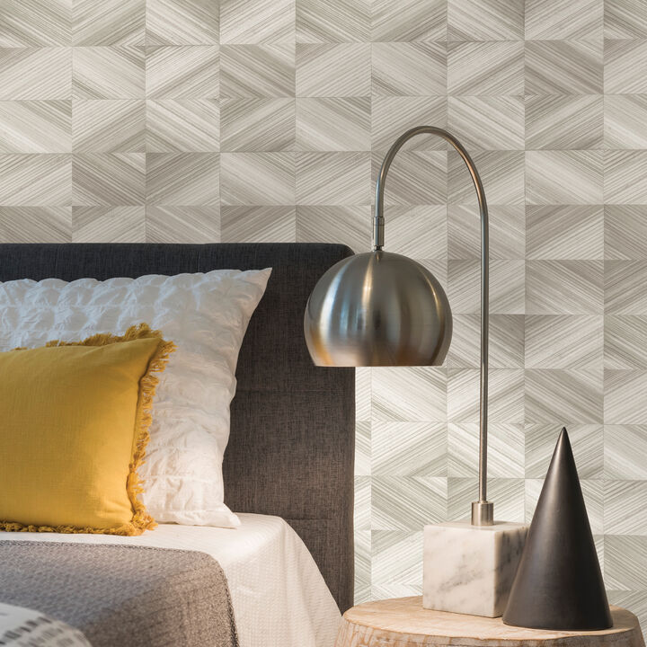 Stratum Taupe Geometric Faux Wood Wallpaper (Set of 2)