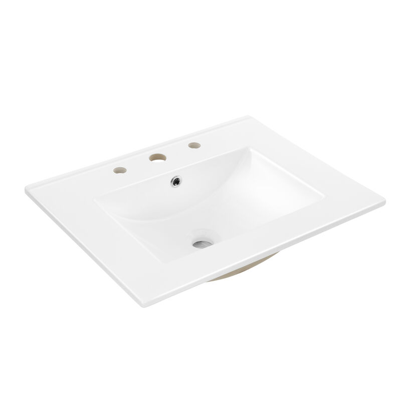Ancillary 3-Hole Classic Contemporary Rectangular Ceramic Single Sink Basin Vanity Top