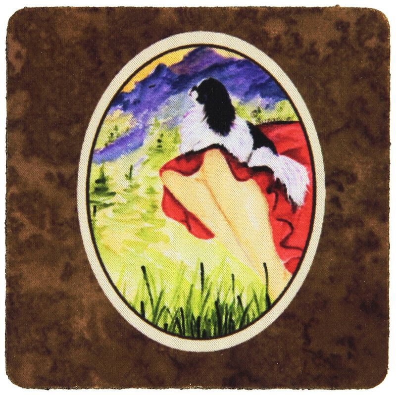 Caroline's Treasures SS8524FC Lady with Her Japanese Chin Foam Coasters (Set of 4), 3.5 H x 3.5 W, Multicolor image number 0