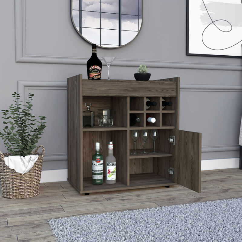 Whitlock 6-Bottle 2-Shelf Bar Cabinet Dark Walnut