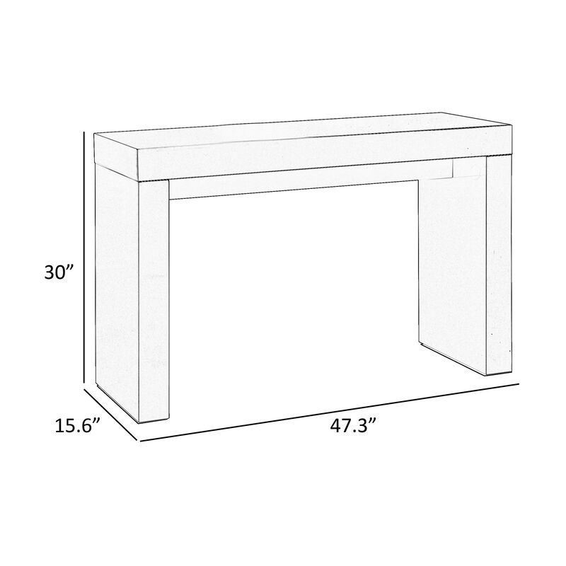 Libi 47 Inch Console Table, Minimalist Rectangular Top, Lacquered White image number 4