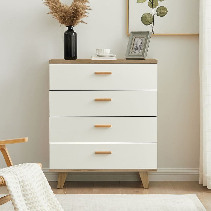 Hivvago 4 Layer Drawer Dresser Cabinet with Solid Wood Handle and Legs