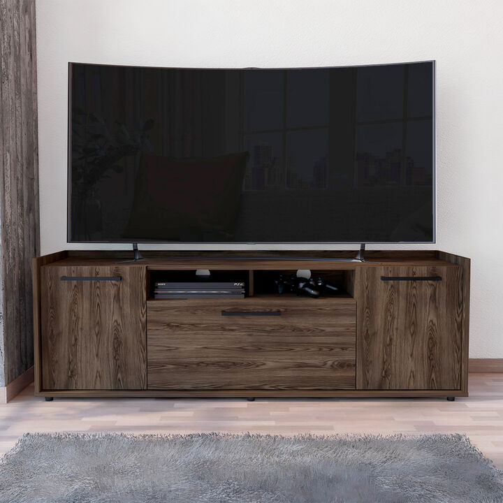 DEPOT E-SHOP Hollywood Tv Stand for TV´s up 60", Double Door Cabinets, One Flexible Cabinet, Dark Walnut