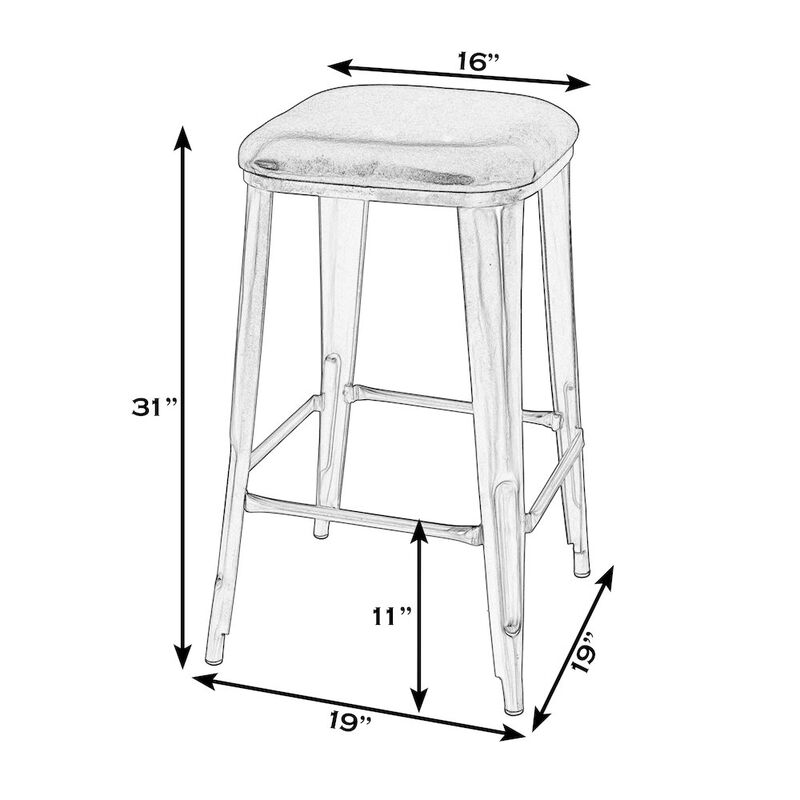 Butler Specialty Eastham 30.75 in Seat Height Leather and Iron Bar Stool, Brown, Silver image number 2