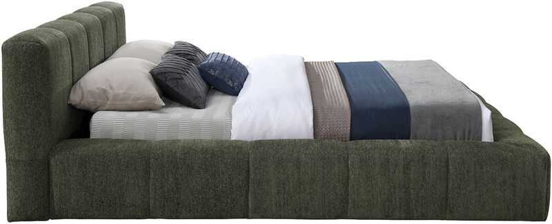 Meridian Furniture Carlin Olive Chenille Fabric Queen Bed