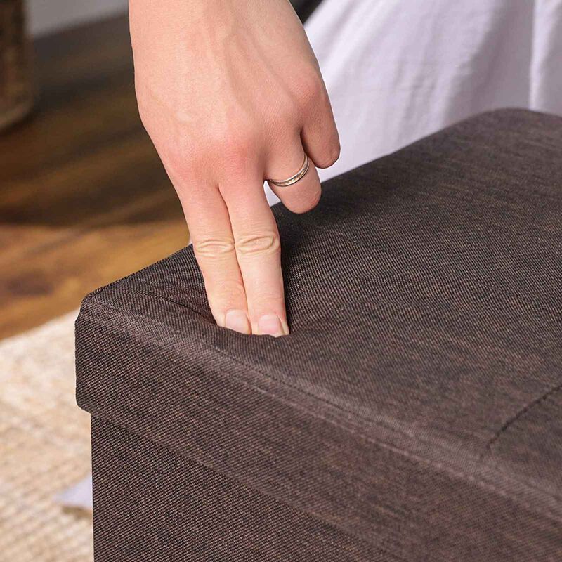 Long Folding Ottoman with Storage and Divider &ndash; 43" Upholstered Bench and Foot Stool for Home Organization