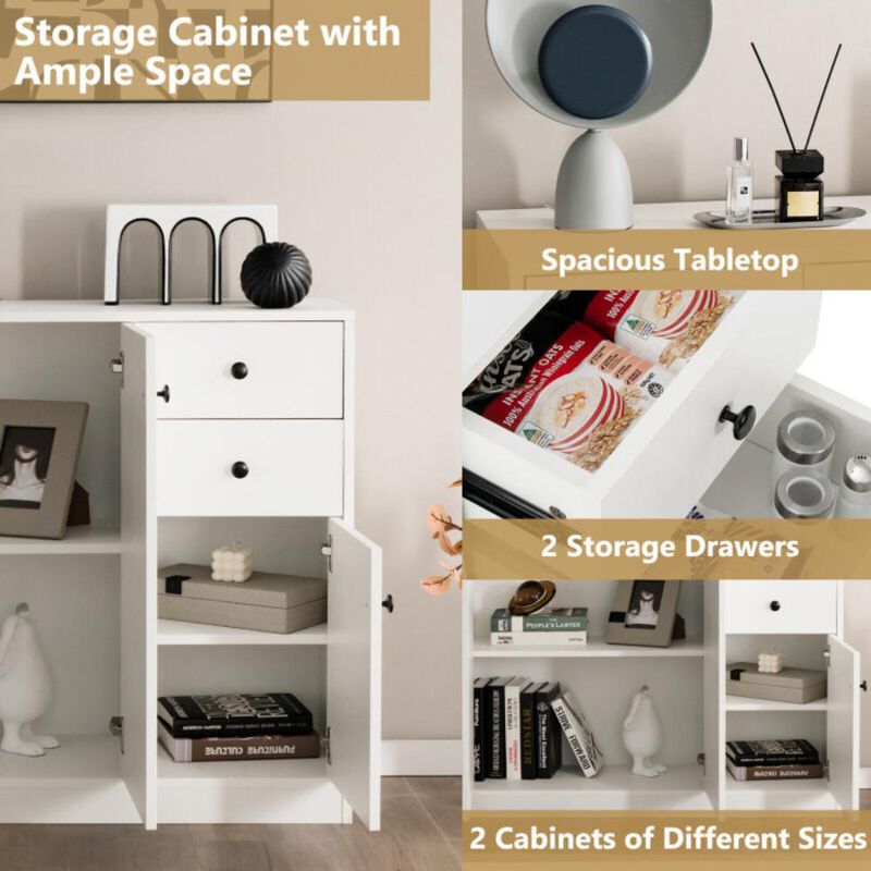 Hivvago Modern Buffet Sideboard with 2 Pull-out Drawers and Adjustable Shelf for Kitchen