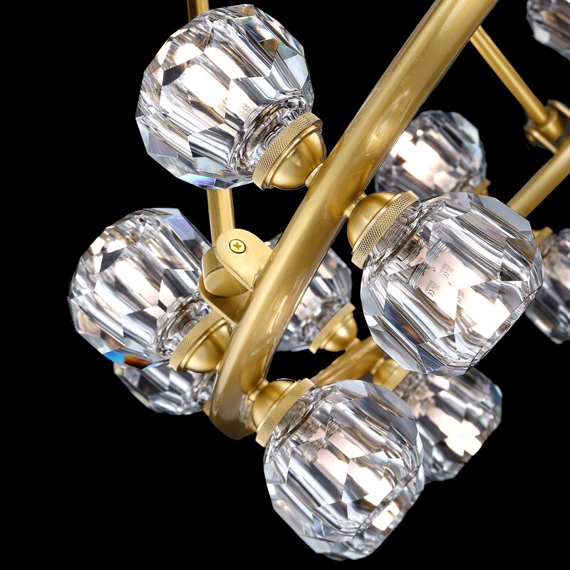 28" 24-Light Led Modern Luxury Double Layer Cut Diamond Crystal Wagon Wheel Chandelier, Warm Gold Circular Ceiling Pendant Light For Living Room, Dining Room image number 3