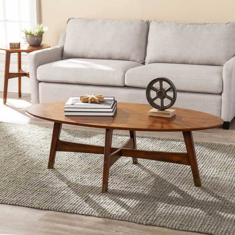 Hivvago 52 Inch Brown Solid Wood With Iron Coffee Table