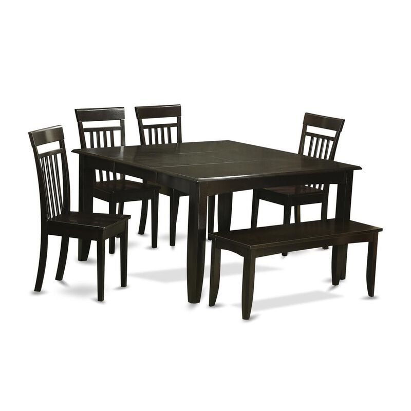6 Pc Dining set with bench-Kitchen Table with Leaf and 4 Kitchen chair Plus Bench.