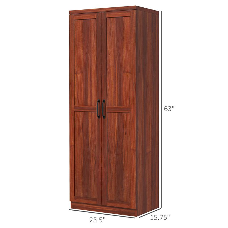 63" Kitchen Pantry Storage Cabinet with Doors and Shelves, Tall Kitchen Cabinet with 2 Doors and 5-tier Shelving image number 3