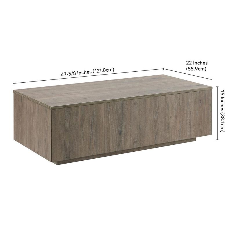 Hudson&Canal Paxton 48 Wide Rectangular Coffee Table in Antiqued Gray Oak