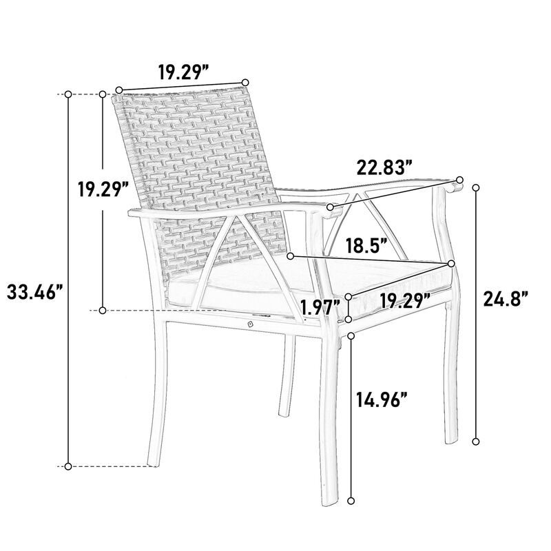 Fixtlu 5‑Piece Wicker Outdoor Patio Dining Set image number 8
