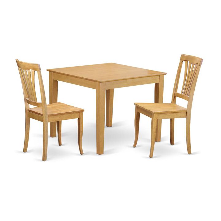 3 Pc small Kitchen Table set -square Table and 2 Dining Chairs