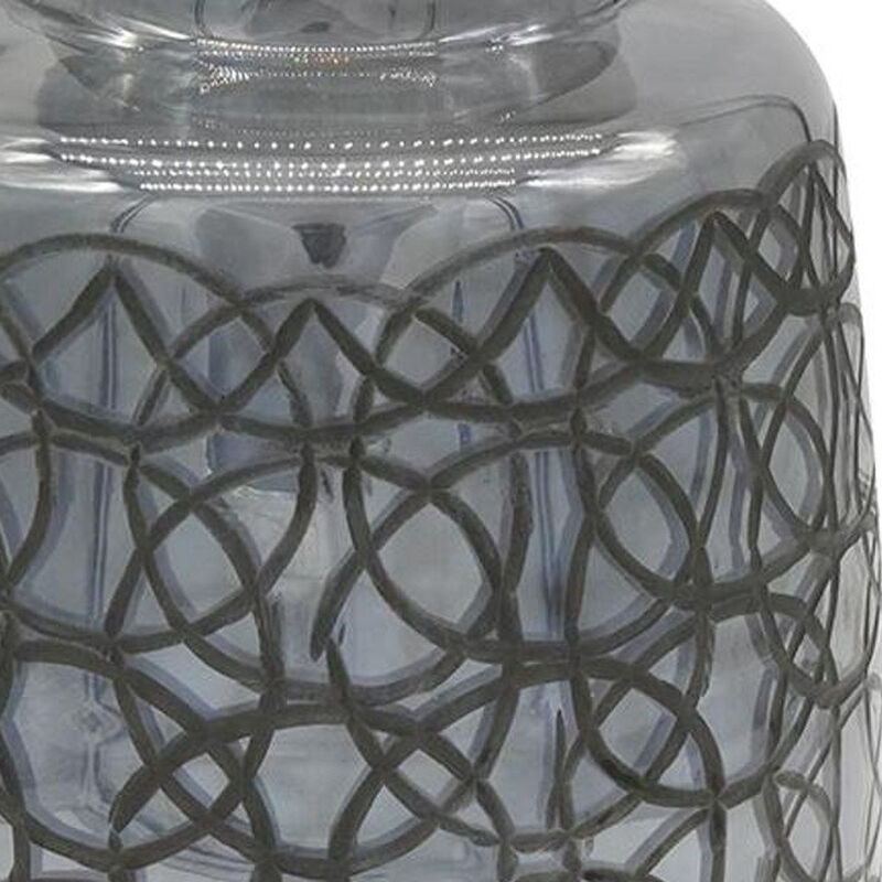 HomeRoots 12" Dark Gray Geometric Round Glass Table Vase image number 5