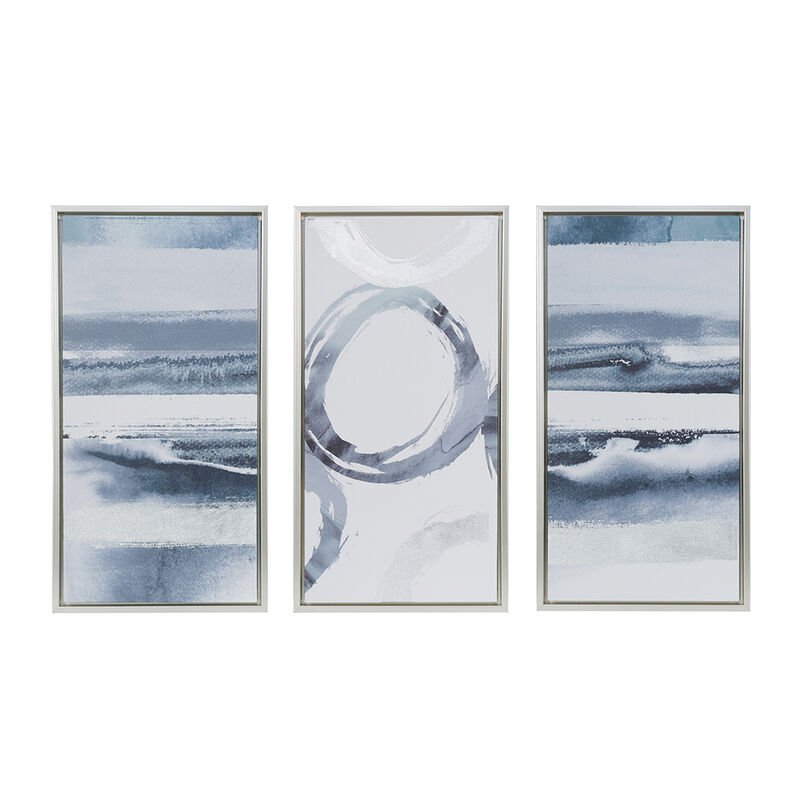 Gracie Mills Mills 3-Piece Silver Foil Abstract Framed Wall Art Set