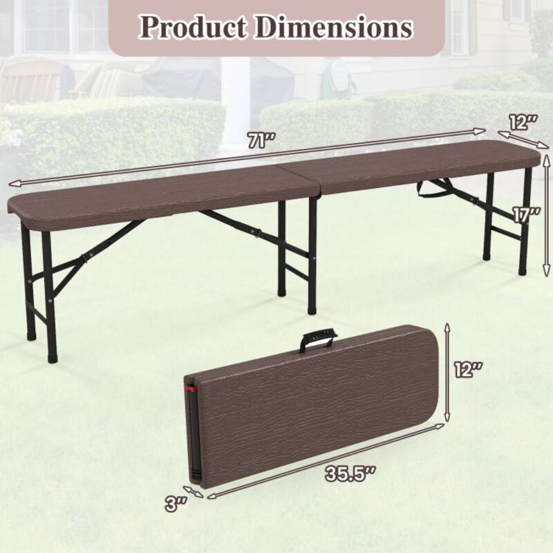 Hivvago Folding HDPE Bench with 1320 LBS Capacity and Handle Lock