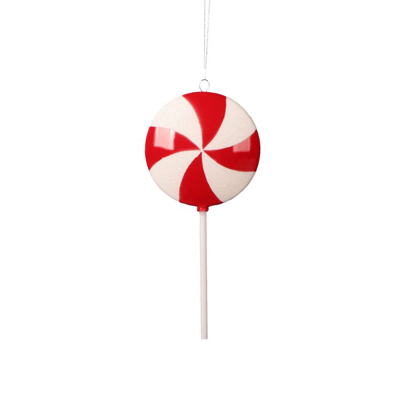 Vickerman 9" Red Flat Round Lollipop Ornament, 6 per Bag. image number 0